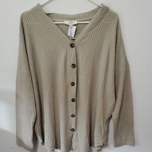 Umgee Tan Chunky Knit Cardigan